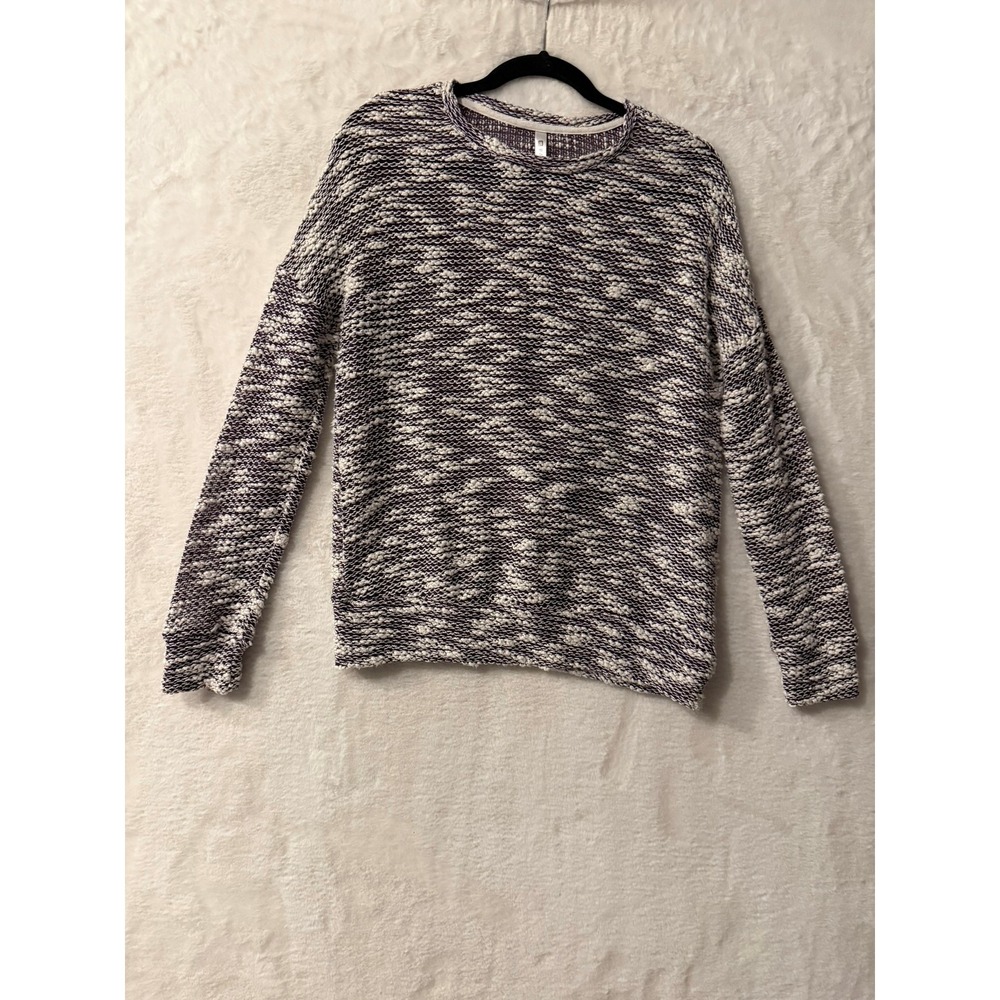 Fabletics Purple White Marled Knit Sweater Twist‎ Back SW1619107-1488 Small